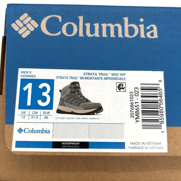 Columbia Strata Trail Mid WP Boots Mens Size 13 Gray Waterproof Hiking Shoes - Picture 10 of 10